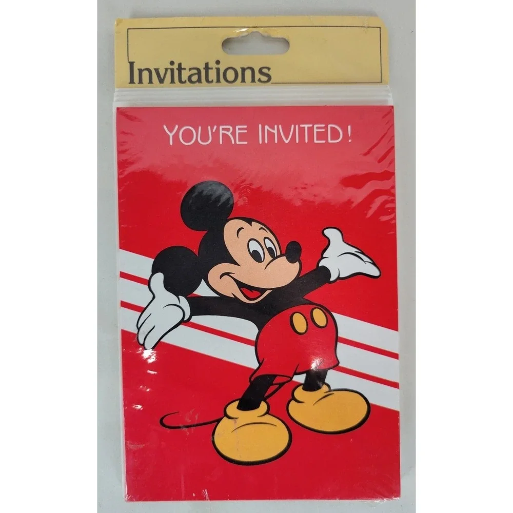 40 Vintage NOS Mickey Mouse Party Invitations Invites Gibson (5 Packs of 8)